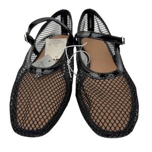 A New Day Issa Mesh Mary Jane Ballets Flats Black Size 8